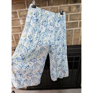 Christian Siriano NY 100% Rayon Women's Floral Flowy Pants Size Large Paisley